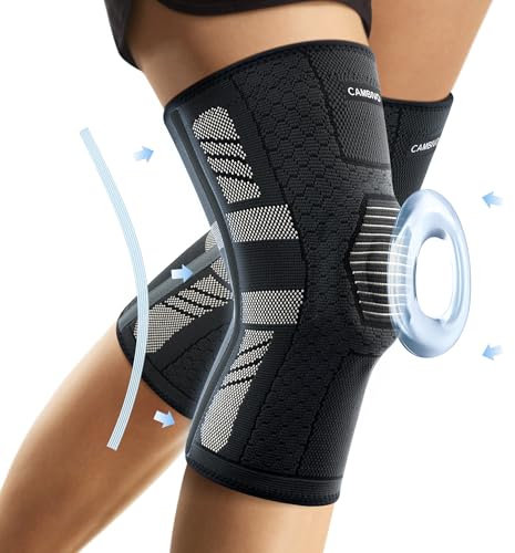 CAMBIVO 2X Kniebandage Männer Damen, Bandage Knie mit PMMA-Seitenstabilisatoren und Patella Pad, Knee Support für Meniskusriss, Arthritis, ACL, Gelenkschmerzen,Sport