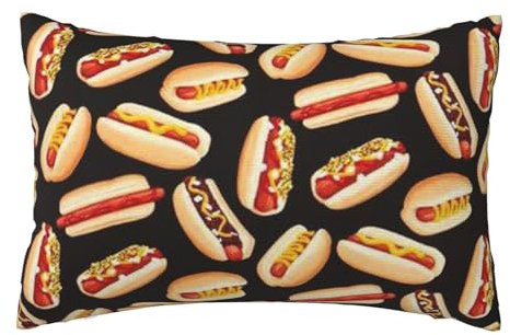 AUBKFELD Fun Food Hot Dogs bedruckte Kissenbezüge, rechteckig, Plüsch-Kissenbezüge für Sofa, Bett, Couch, Zuhause, Büro, Auto, 1 Stück