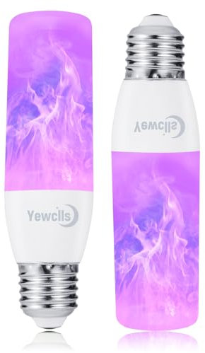 Yewclls Flammen Glühbirne E27 Flammeneffekt Licht, Flackernde Licht Effekt 3.5W LED Außenleuchte Flackerlicht für Halloween Haus Garten Bar Party Hochzeit Restaurant Valentinstag Deko (Lila-2pcs)