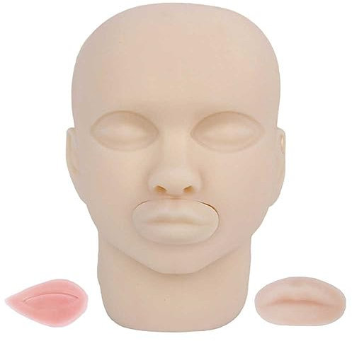Übungskopf, Injektionsmodell, Injektionstraining, Silikon-Mannequin-Gesicht mit Doppel-Augenlid-Modul und Lippen-Modul