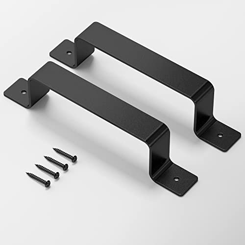 SANKEYTEW 2 Pcs Sliding Door Handles, Black Steel Square Handle for Internal, Front, Garage, Barn Door