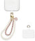 Mezrkuwr Handy-Armband, weiße Perlen, Leder, Doppelkette, Handy-Charm, freihändiges Armband, Handy-Kette Abnehmbares Handy-Lanyard Schlüsselband für Damen (Rosa)