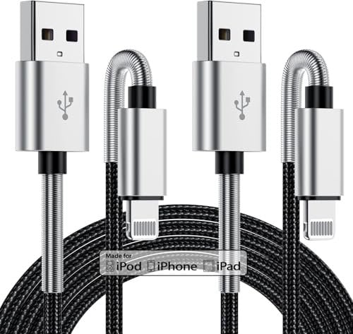 Apple iPhone Charging Cable - 2m USB to Lightning, Fast Charging for iPhone 14/13/12/11/11Pro/Max/X/XS/XR/XS Max/8/7/6/iPad - Silver