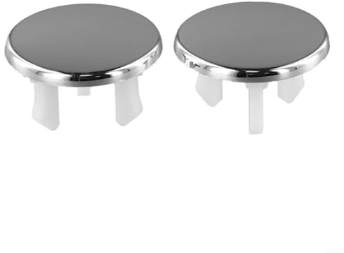 Set mit 2 verchromten Überlauflochabdeckungen für Waschbecken, passend für 22 mm und 24 mm