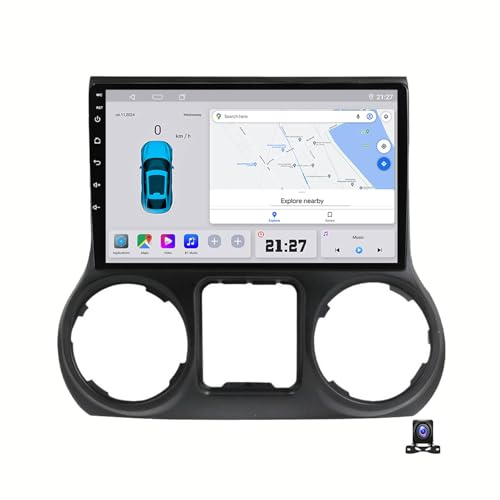 JHYUUKAU Wireless Carplay Screen for Car & Android Auto Head Unit Compatible with JEEP Wrangler 2011~2016 Android 14 Car Stereo 9 Inch Touchscreen with Backup Camera Navigation 4G RDS,C10 Pro