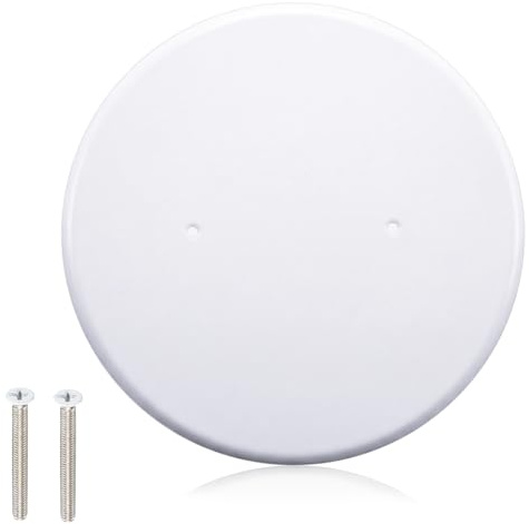 OwnMy 8 Inch Ceiling Cover Plate Round Electrical Box Wall Plates, 1PCS Metal Smoke Detector Cover, Blank Ceiling Hole Covers Plates for 4 Inch Round/Octagon Box, 3.5 Inch Hole Spacing
