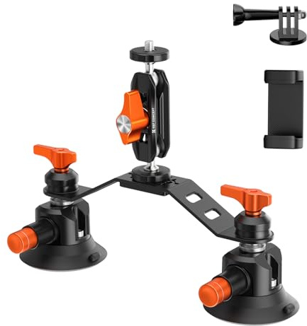 K&F CONCEPT Kit 2 Ventosas 3 con Brazo Mágico para Coche | Soporte de coche con adaptador para cámara de acción y pinza móvil, compatible con GoPro, smartphone y cámara - MS44