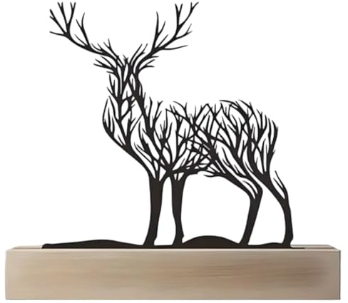 PIEAULOM Deko Wohnzimmer Zimmer Schlafzimmer Badezimmer Balkon Decor Room Tischdeko Büro Schreibtisch Schwarz Hirsch Holz Deco Dekoration Für Regal Modern Bürodeko Statue Esszimmer Decoration