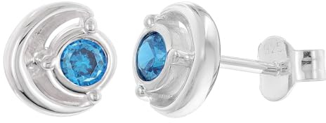 trendor Damen Ohrringe 925 Silber Ohrstecker Zirkonia Saphir-Blau 21422-05