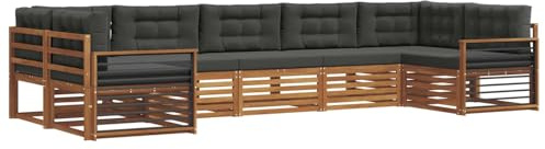 vidaXL Sofagarnituren 7 pcs Natur und Anthrazit Massivholz Akazie, Garten, Moderne Sofas, langlebige Möbel, Terrasse, Bequeme Lounge, praktische Sitzgelegenheit