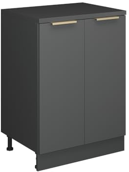 Vicco Erweiterungsschrank Rion, Anthrazit-Gold/Anthrazit, 60 x 46 cm ohne Schräge mit 2 Türen, kombinierbar mit Rion Dachschrägenschränken und Schrankmodulen