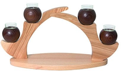 Kuhnert Drechslerei Tischleuchter/Teelichthalter für 4 Kerzen - Braun - Maße: 47x17x23 cm - Made in Germany