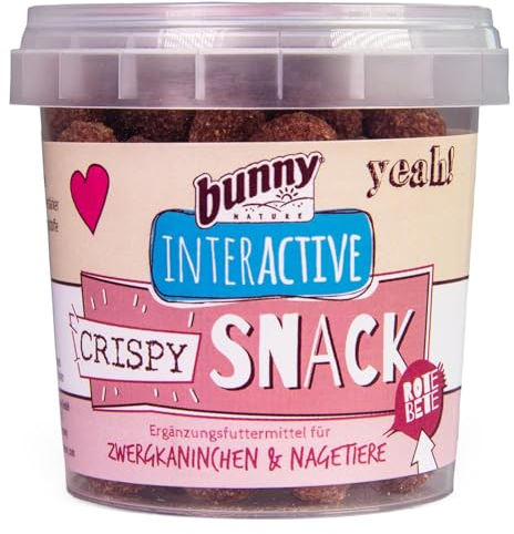 Bunny Crispy Snack rote Bete | 45 g | Ergänzungsfuttermittel für Zwergkaninchen und Nagetiere | Der perfekte Belohnungssnack für Nager | Nur 3 Zutaten | Wiederverschließbar