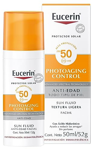 Eucerin Protector solar facial anti edad con ácido hialurónico FPS 50+, Sun, 50 ml