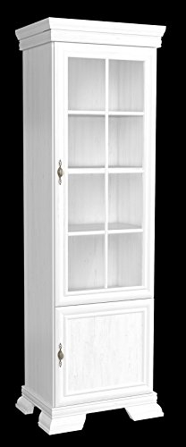 Furniture24 Vitrine Kora KRW1 Standvitrine Wohnzimmerschrank Vitrinenschrank mit 2 Türen (Andersen Kiefer)