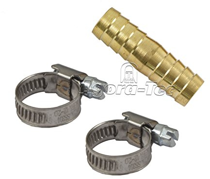 Agora-Tec Messing Schlauchverbinder-Set 1/2 Zoll inkl. 2 Stück Edelstahl Schellen (W4) für Gartenschlauch (12,7mm)