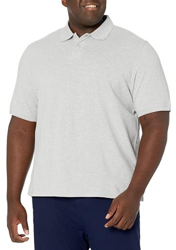 Amazon Essentials Men's Regular-Fit Cotton Pique Polo Shirt (Available in Big and Tall), Light Grey Heather, XXL