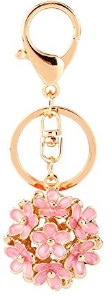 Walfront Schlüsselanhänger, Süße Blume Schlüsselbund Kristall Charm Anhänger Tasche Geldbörse Auto Keychain Cute für Mädchen