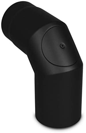LANZZAS Ofenrohr Bogen 90° mit Tür - im Durchmesser Ø 150 mm - Farbe: schwarz - Rauchrohr/Knie-Bogen mit Reinigungsverschluss