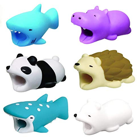 6 PCS Cable Chomper, Cute Cartoon Animal Bite Charging Cable Protector USB