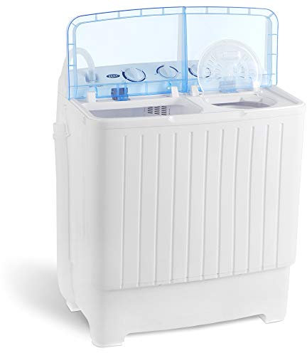 ZENY Machine à Laver Portable Compacte, Double Bac, Capacité 7 kg, Mini Lave-Linge Sèche-Linge pour Appartement, Camping-Car, Voyage, Semi-Automatique, Machine à Laver Jusqu'à 5,5 kg, Machine à