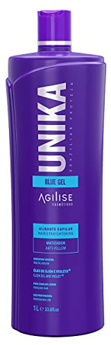 Agilise Unika Brazilian Keratin Hair Treatment Straightening for Blonde Hair - Straightener Gel with Ojon Oil & Violet, No Yellow - Keratina para alisar el pelo decolorado sin formol - Blue