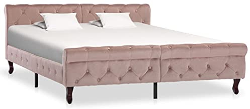 vidaXL Polsterbett Bett Doppelbett Bettgestell Bettrahmen Lattenrost Schlafzimmerbett Ehebett Schlafzimmermöbel Rosa Samt 160x200cm