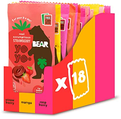 BEAR Variety Pack Yoyos - Dried Fruit Rolls - Healthy - Vegan - 20g -18 packs