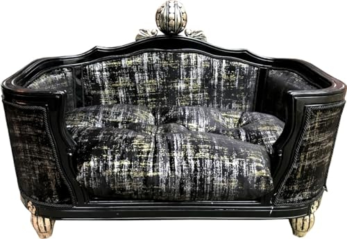 Harald Glööckler Pompöös by Casa Padrino Luxus Barock Hunde & Katzenbett Deluxe Schwarz Muster