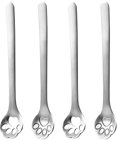 YARNOW Lot de 8 cuillères à café en forme de patte de chat en acier inoxydable