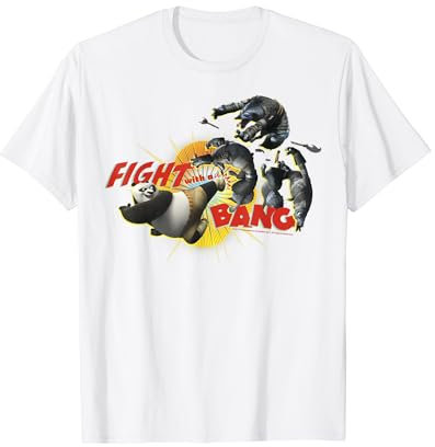 Kung Fu Panda Fight With A Bang Fight Scene Portrait Maglietta