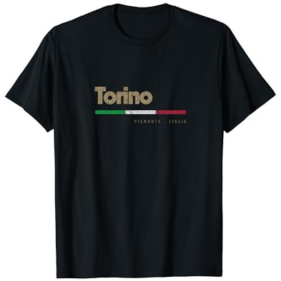 Torino Città Italiana Retrò Bandiera Italia Maglietta
