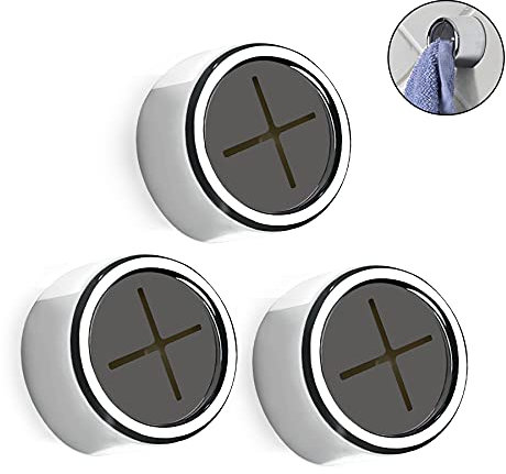 Philbinden 3 ganci per asciugamani da cucina rotondi con finitura cromata di alta qualità e facile installazione a parete, ideale come porta asciugamani da bagno, doccia o esterni