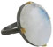Anello da cocktail in argento sterling con pietra di luna naturale - Gioiello artigianale con montatura in metallo misto placcato oro (US Size 6 / Diameter 16.5 / EU 52)