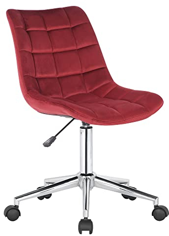 CLP Bürostuhl Medford Samt I Drehstuhl Für Home-Office I Schreibtischstuhl Höhenverstellbar Mit Drehfunktion, Metallgestell Und Rollen, Farbe:rot