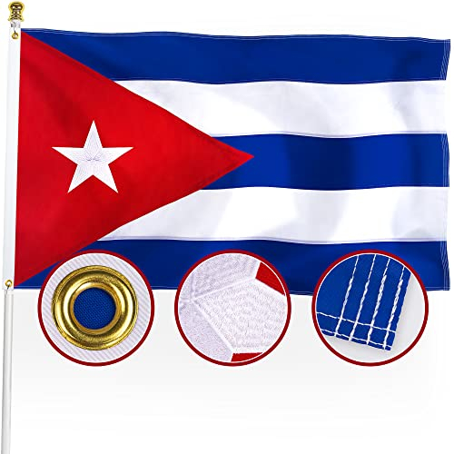 XIFAN Premium Kubanische Flagge 7.6x12.7 cm für den Außenbereich, doppelseitig bestickter Stern, robuste 210D Nylon Bandera De Cuba Cubana Flaggen für die Wand, mit 4 Stichsäumen,Messingösen