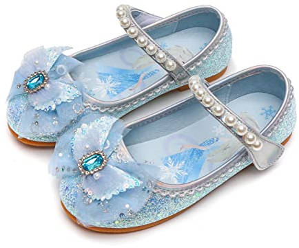 YOSICIL ELSA Prinzessin Schuhe Mädchen Kinder Sandalen Glitter für Verkleidung Cosplay Geburtstagsparty Weihnachten Karneval Halloween,Blau 27