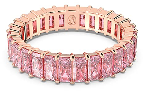 Swarovski Matrix Ring, Rosé Vergoldeter Damenschmuck mit Strahlenden Rosa Swarovski Kristallen