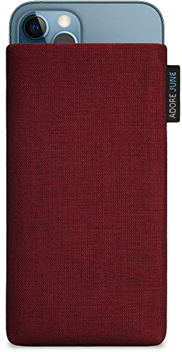 Adore June Classic Bordeaux-Rot Tasche kompatibel mit iPhone 13 Pro Max/iPhone 12 Pro Max Handytasche aus widerstandsfähigem Cordura Stoff mit Display Reinigungs-Effekt, Made in Europe