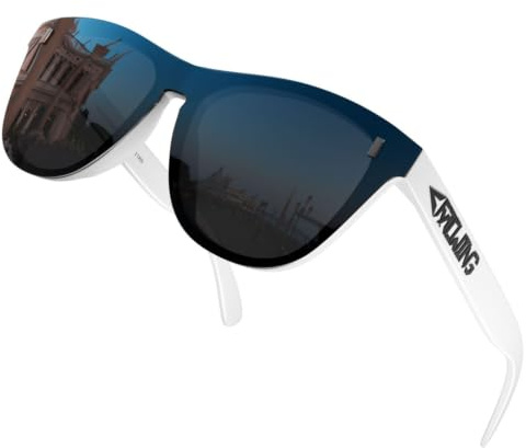 ROCKNIGHT Lunettes de soleil HD polarisées UV400, anti-éblouissement, ultra légères, monture TR90 douce pour la peau, verres plats