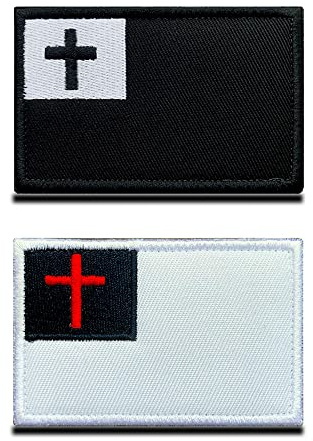 2 Stück Religionskreuz-Logo-Aufnäher, christliches Kreuz, Jesus-Kreuz, Klettverschluss, taktische christliche Flagge, bestickt, dekorative Flicken für drinnen und draußen