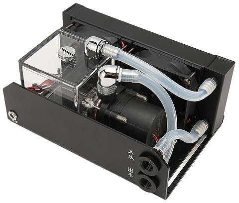 ciciglow Pump Reservoir Combo, 12V 10W 300ML Water Cooling Pump Tank 80mm/4000rpm Fan Water Cooling Kit G1/4 Threaded Pipe for Industry