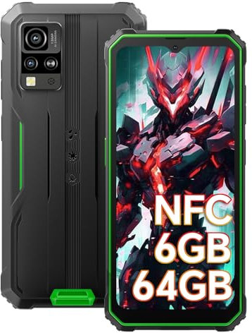 Blackview BV4800 6GB+64GB Outdoor Handy ohne Vertrag, 6.56 HD+ Outdoor Smartphone Android 13, 13MP+5MP, 5180mAh Akku, IP68 Wasserdicht Handy, Dual 4G LTE, NFC, OTG, GPS, FM, Grün
