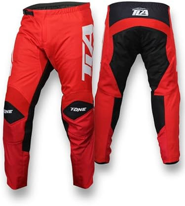 TLA T-One - Pantalones de motocross, enduro y quad resistentes y ligeros, tallas hasta 46-6XL para hombre, mujer y niño. Ropa de moto, rojo/negro, S