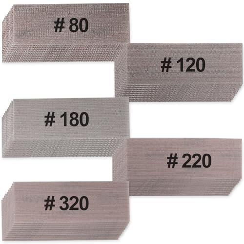 MAXXT 50 Pcs Sanding Sheets Kit for MAXXT R7307 3.0mm Orbit Sheet Sander - Mesh Sandpaper 80/120/180/220/320 Grits