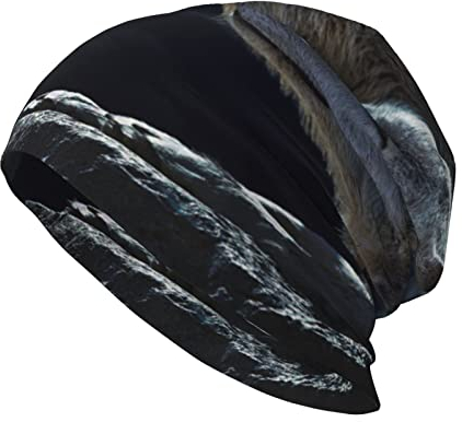 KWQDOZF Full Moon Wolves 3D AFFE Erwachsene Herren Damen Slouchy Strickmütze Beanie Mütze locker weich für kaltes Wetter warme Mütze