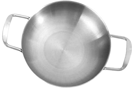 Zerodeko Mini Poêle En Acier Inoxydable Pour Fruits De Mer Petite Marmite Sèche Pour Hôtel Ustensile De Cuisine De Les Jours 22 Cm Argenté Portable Pour La Maison La Cantine En Plein Air