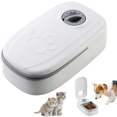 Lotvic Automatic Cat Feeder, 350ML Cat Feeder Automatic with 48H Timer, Cat Food Dispenser for Wet and Dry Food, Timed Cat Feeding Station, Automatic Feeders for Cats Dogs