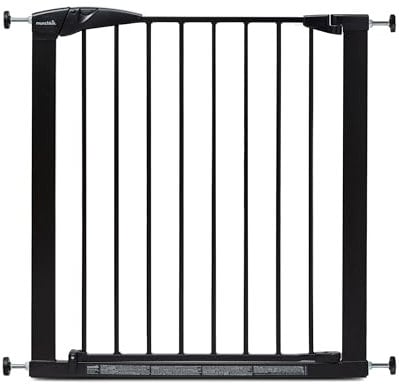 Puerta de Escalera Munchkin, Segura para niños pequeños y bebés, Puerta de Escalera de Ajuste a presión para bebés o Perros, Puerta de Seguridad, 76-82 cm, Negro