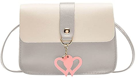 CUTeFiorino Verschluss Für Taschen Umhängetasche für Damen, modischer herzförmiger Anhänger, neues Muster, praktische Schnalle, einfacher und verstellbarer Schultergurt, Umhängetasche (Grey, One Size)